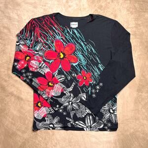 Vintage Y2K Floral Geometric Graphic Print Top Multicolor Cybercore Euro Punk